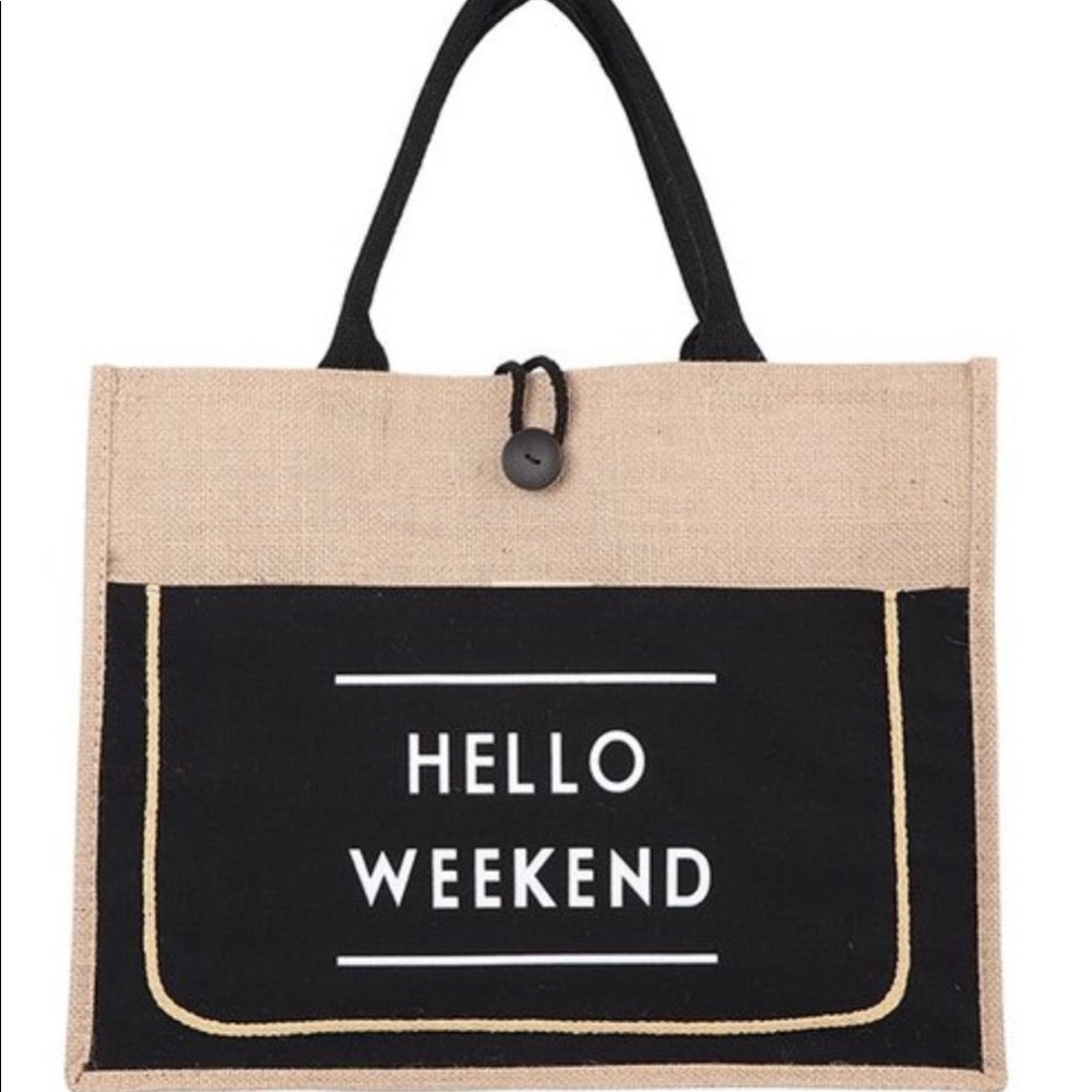 Hello Weekend Tote Bag (Black)